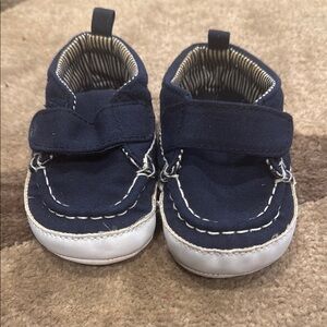 Carter's Blue and White Moccasins with Velcro Strap